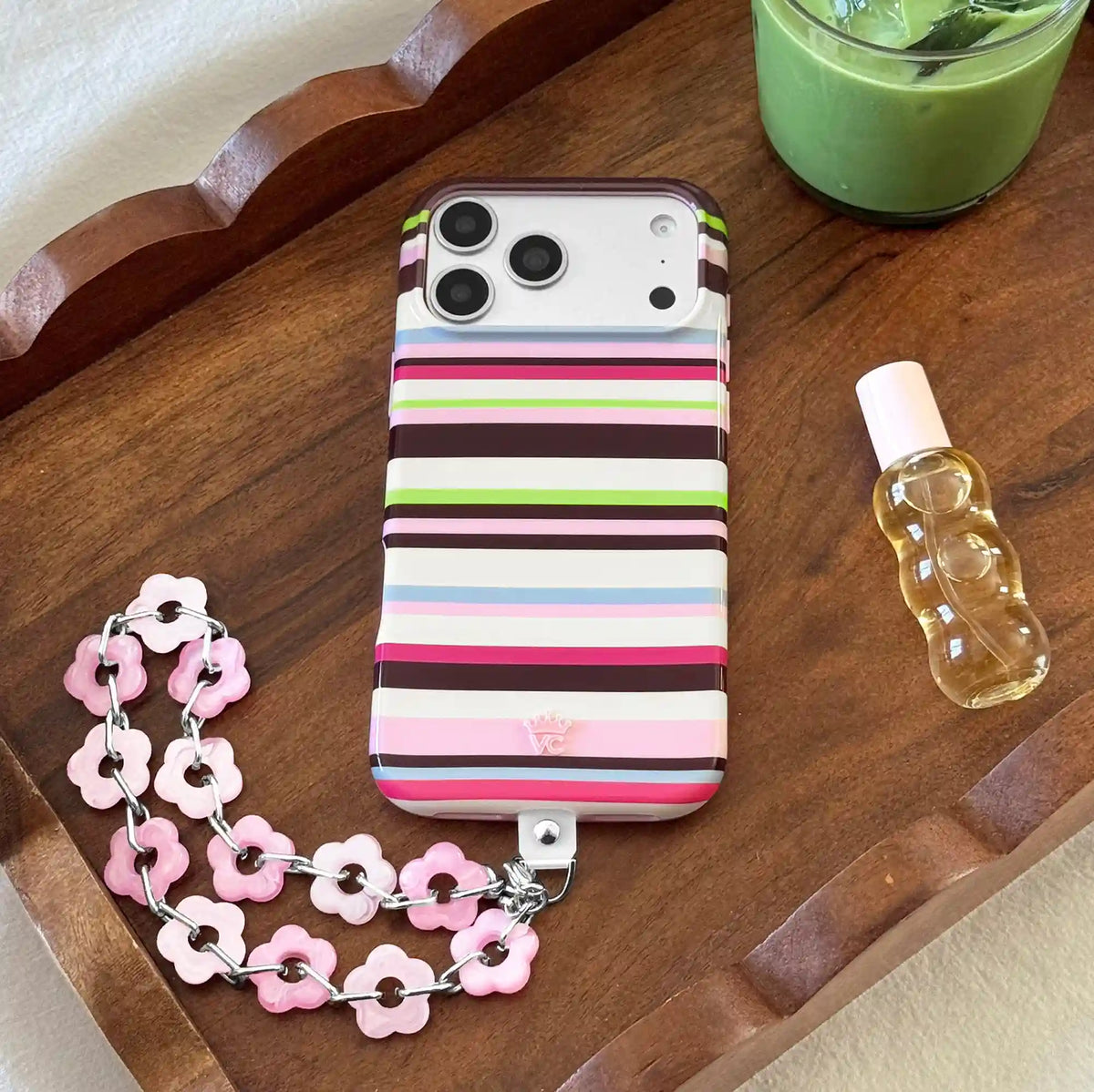 Pink Blossom Chain Phone Charm