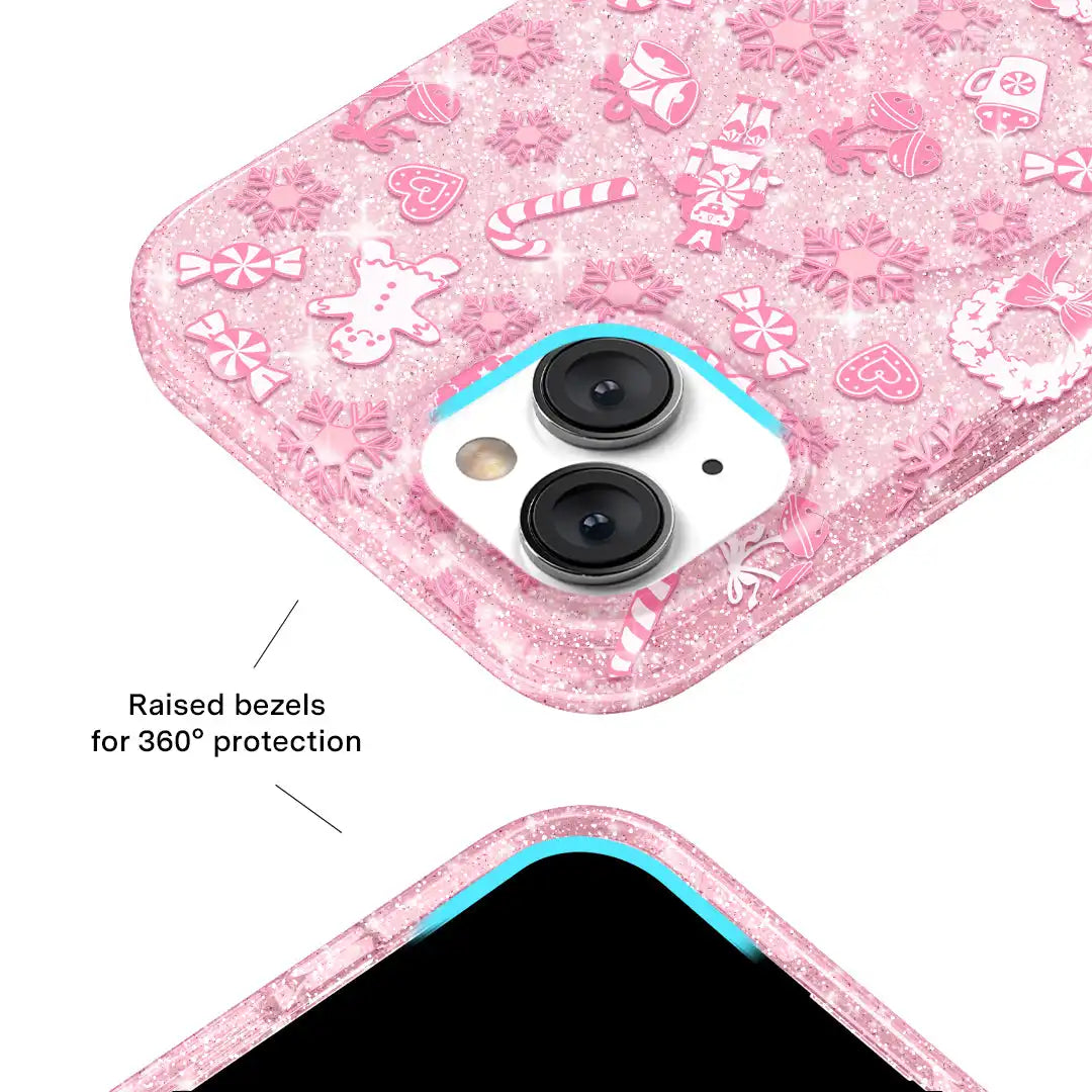 Pink Christmas Glitter iPhone Case