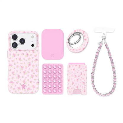Dainty Pink Floral iPhone Bundle Set