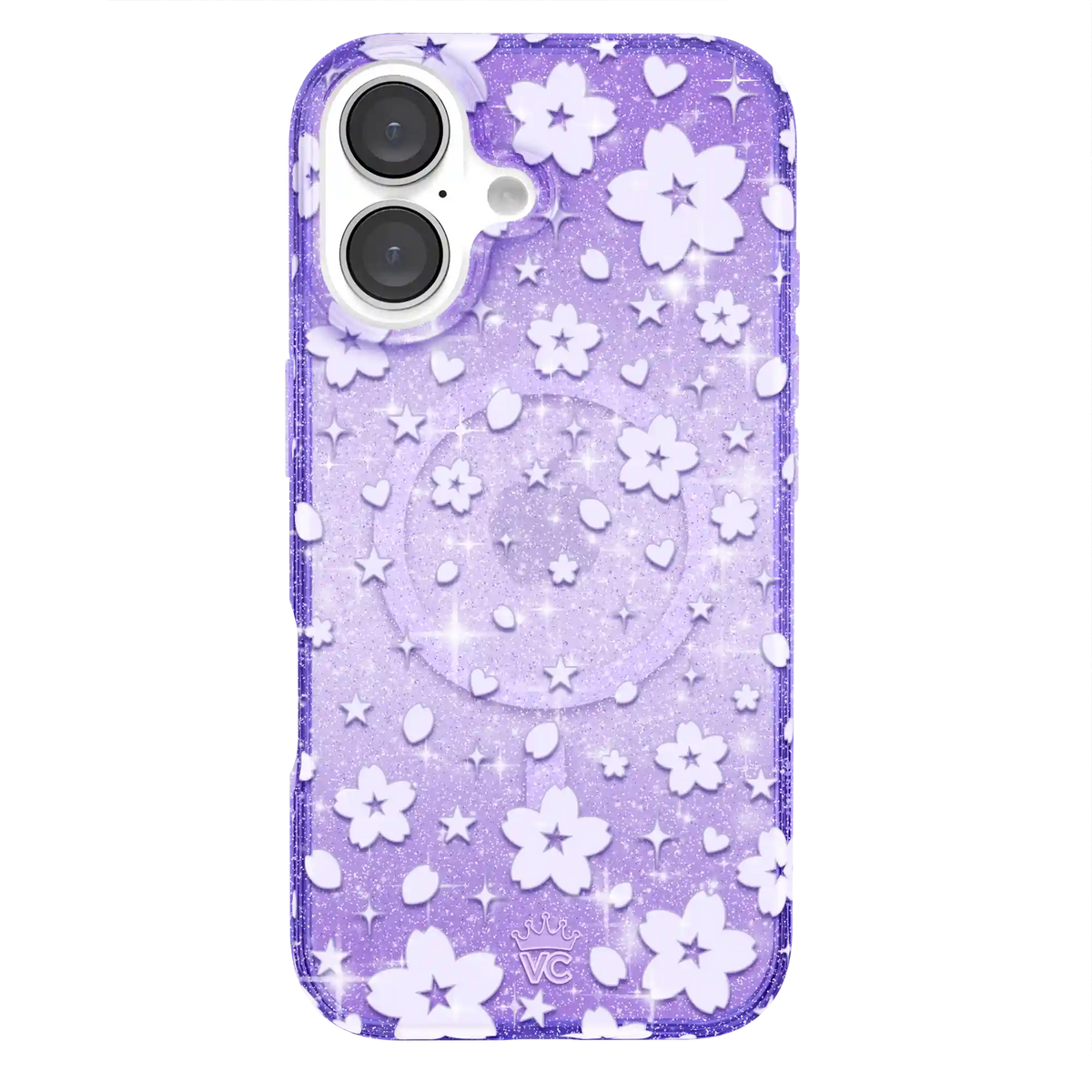 Lavender Cherry Blossom Glitter iPhone Case