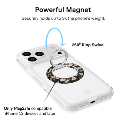 Nightbloom Gold Chrome Floral MagSafe Grip Ring
