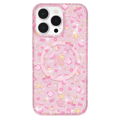Pink Hanukkah Glitter iPhone Case