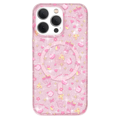 Pink Hanukkah Glitter iPhone Case