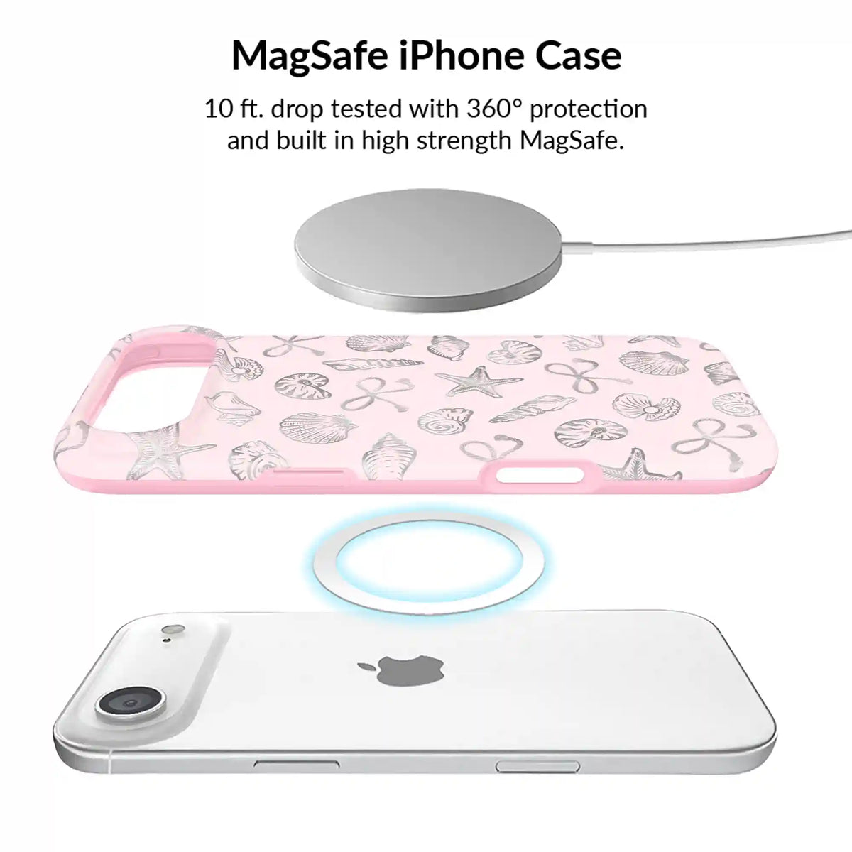 Pink Coastal Seashells iPhone Bundle Set