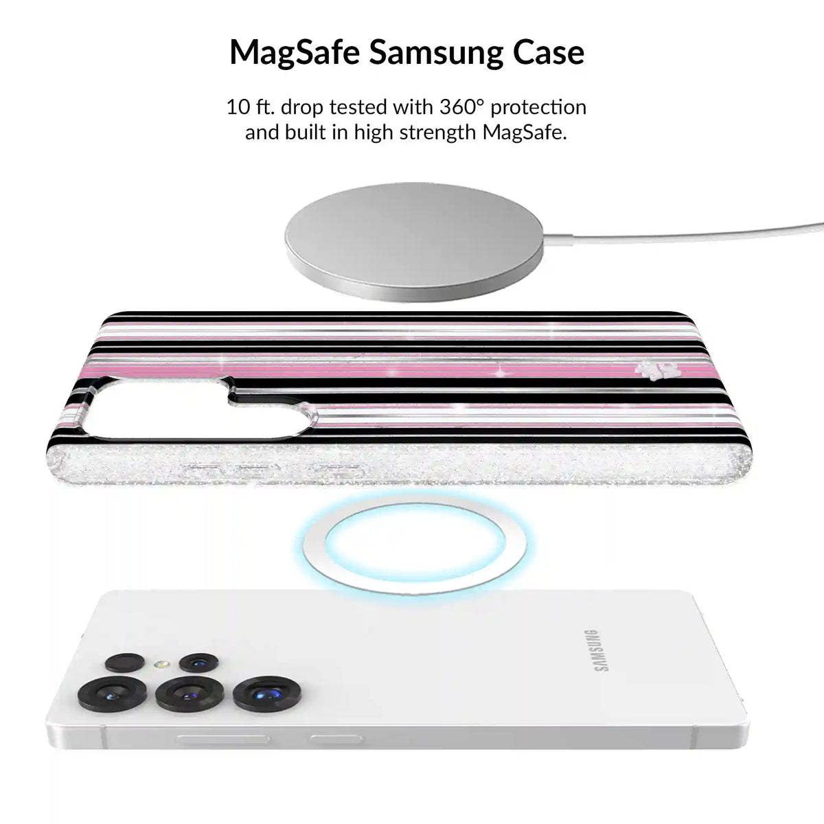 Pretty Punk Stripes Glitter Samsung Bundle Set