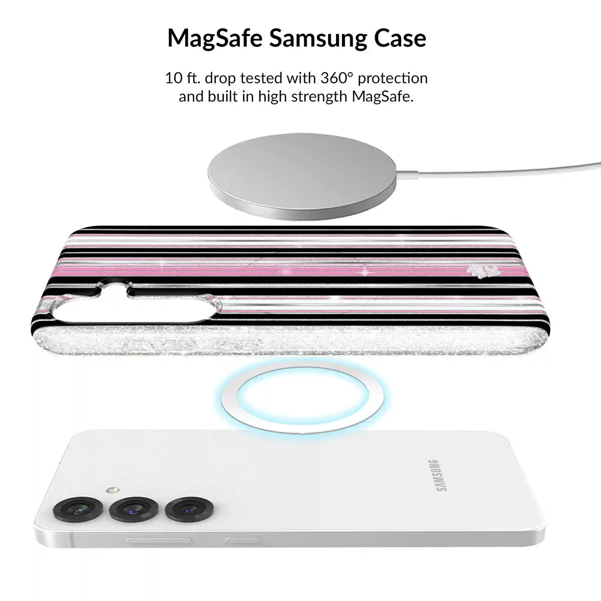 Pretty Punk Stripes Glitter Samsung Bundle Set
